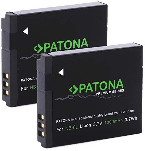 Patona Premium accu (2x) - Vervanging voor Canon NB-6L (echte 1000mAh) voor Canon PowerShot D30 SX170 SX240 SX260 SX270 SX280 SX500 SX510 SX520 SX530 SX540 SX600 SX610 SX700 SX710 S90 S95 S120 S200