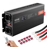 VEVOR 3000W Pure Sine Wave Inverter DC 12V to AC 230V with 2 Outlets, 2 USB Ports, 1 Type-C Port, LCD Display and Remote Control