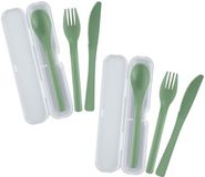Westmark 2 besteksets van elk 3 delen - praktische bestekset met mes, vork en eetlepel in afhaaldoos, ideaal voor kamperen, festival en picknick - BPA-vrij - muntgroen