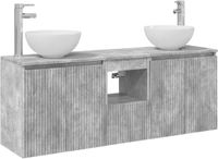 vidaXL Badkamerkastenset - Betongrijs - 129 x 35 x 80 cm