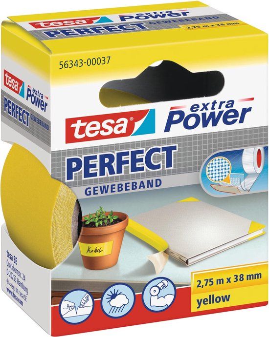 Tesa Plakband textiel 38mmx2.75m geel - 6 stuks