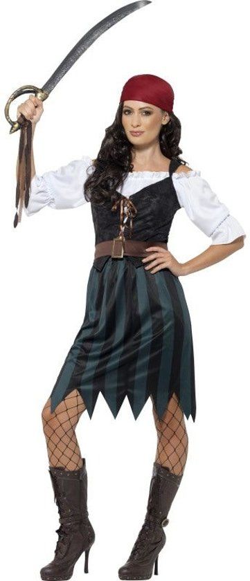 Smiffys Piraat & Viking Kostuum Klassieke Zwarte Pirate Vrouw Large Carnaval kostuum Verkleedkleding