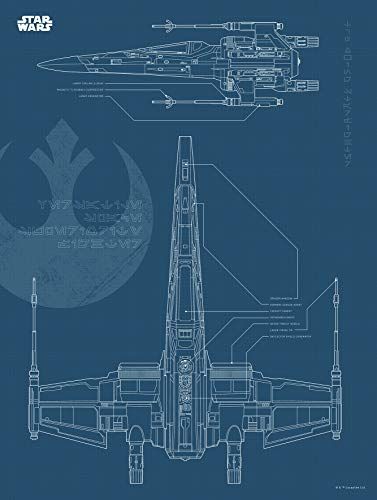 Komar Muurafbeelding | Star Wars Blueprint X-Wing | 30 x 40 cm
