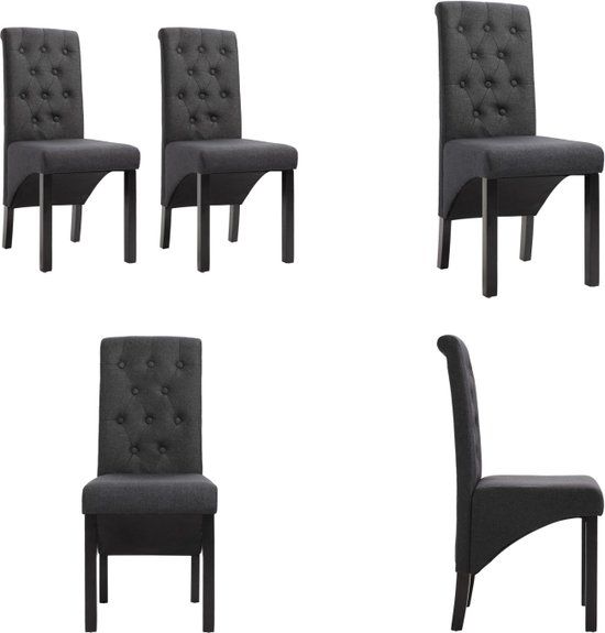 vidaXL Eetkamerstoelen 2 stuks stof donkergrijs