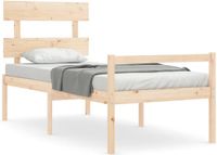 vidaXL Seniorenbed met hoofdbord massief hout Naturel Tweepersoons