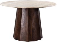 Giga Meubel Eettafel Lucio - Rond Walnoot/Travertin - 120x120x76cm