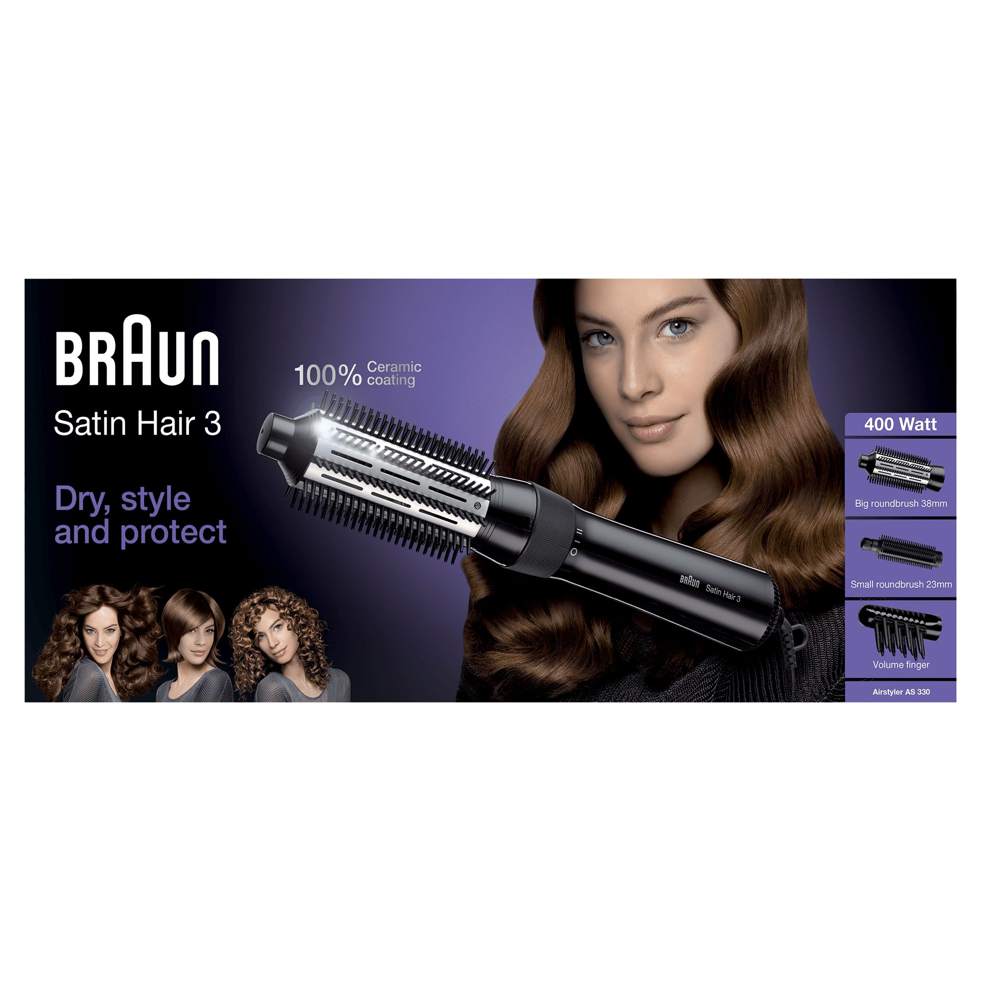 Braun Satin Hair 3 AS 330 - Heteluchtborstel - Wit
