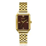 ZINZI Allure ZIW2536 Dames Polshorloge - Rechthoekige Kast 30mm - Bruine Wijzerplaat - Goudkleurig Staal - Japans Quartz Uurwerk - 5 ATM