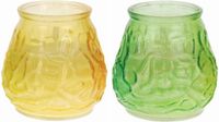 Bougeoir sans marque - 2x - verre jaune/vert - 48 heures de combustion - parfum d'agrumes