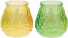 Bougeoir sans marque - 2x - verre jaune/vert - 48 heures de combustion - parfum d'agrumes