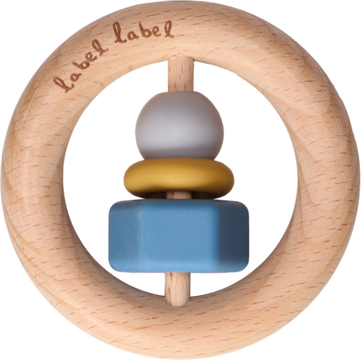 Label-Label Blauw Hout & Silicone Bijtring LLST-15133