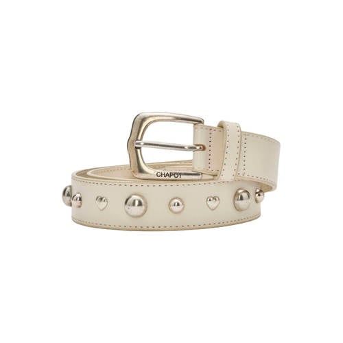 Fabienne Chapot Play of Studs ecru leather belt