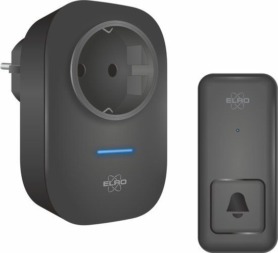 ELRO DB4000 Draadloze Kinetische Deurbel Set - met Plug-in Ontvanger - Zwart