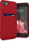 kwmobile telefoonhoesje geschikt voor Apple iPhone SE (2022) / SE (2020) / 8 / 7 - Hoesje met pasjeshouder - TPU case in donkerroze