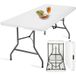 Velway Table Pliante Jardin Camping 180x74x74cm - Structure Acier Robuste Plateau Facile Nettoyer - Blanc