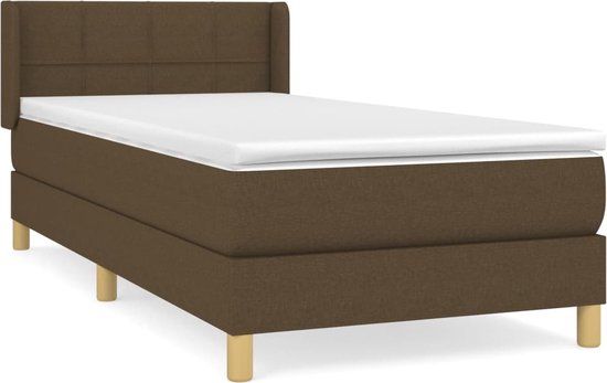vidaXL Boxspring met matras stof donkerbruin 100x200 cm