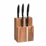 Relaxdays messenblok leeg, met borstels, zonder messen, voor 11 messen, Hout, Lichtbruin