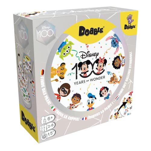 Zygomatic Asmodee Dobble Disney 100 Familiespel, kaartspel, 2-8 spelers, vanaf 6 jaar, 15 minuten, Duits, meertalig