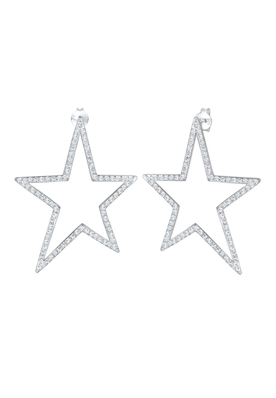 Elli Elli Oorbellen dames hanger ster met kristallen in 925 sterling zilver