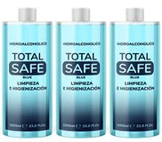 Total Safe Hydroalcoholisch, 3 x 1000 ml voor de grondige reiniging van de handen en elk oppervlak.