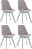 CLP Borneo Set van 4 eetkamerstoelen - Fluweel grijs wit