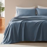 SLEEP ZONE Superzachte verkoelende queensize lakenset 4-delig - Gemakkelijk te onderhouden hoeslaken en kussensloop sets - kreukvrij, kleurbestendig, diepe zak 40,6 cm (vuursteenblauw, queensize)
