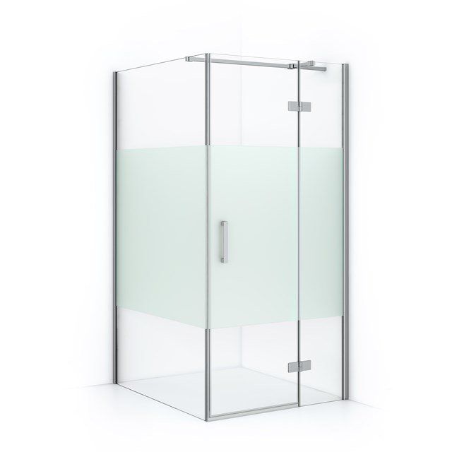 Maxaro Douchecabine Diamond 110x90cm 8mm Helder Veiligheidsglas met Matte Strook Chroom