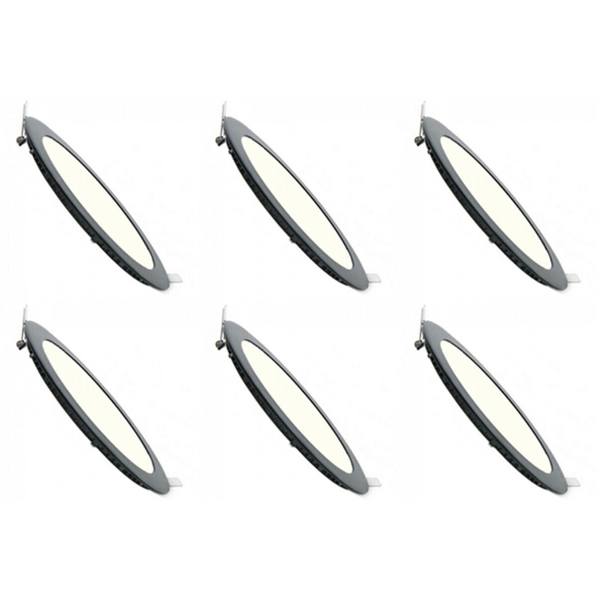 BES LED LED Downlight Slim 6 Pack - Inbouw Rond 6W - Natuurlijk Wit 4200K - Mat Zwart Aluminium - Ã˜120mm