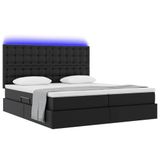 vidaXL Opbergbed met LED en hoofdeinde Zwart 200 x 200 cm Kunstleer