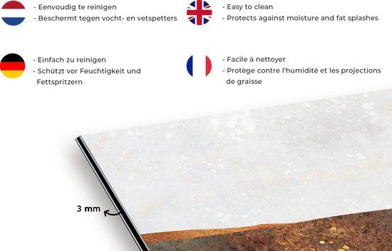 KitchenYeah Keuken Spatscherm - Landschap Goud Abstract - 120x80 cm - Aluminium