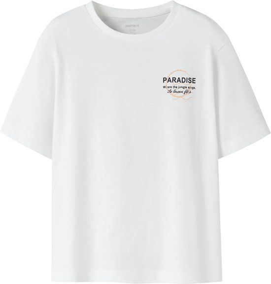 NAME IT - NKFHANNIA SS NREG TOP BOX - Meisjes - T-shirts - Maat 116 - Katoen - Wit