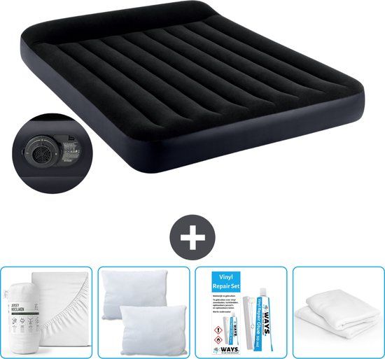 Intex Luchtbed 2-Persoons - 152 x 203 cm - Blauw - Met pomp & Accessoires