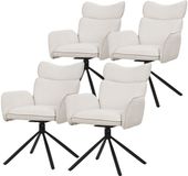 ML-Design Eetkamerstoel set van 4 draaibaar Beige met rugleuning en armleuning tot 120 kg