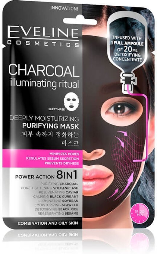 Eveline Cosmetics Charcoal Deeply Moisturizing Face Sheet Mask