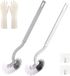 Set met 2 toiletborstels - lange steel - grijs/wit - kunststof