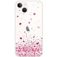 Apple iPhone 13 Confettis de coeurs rose bedrukt siliconen hoesje