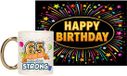 Bellatio Decorations Verjaardag cadeau koffiemok - 65 jaar - Goudkleurig - Keramiek - 300 ml