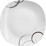 Van Well Palazzo serveerschaal 28,5 cm wit porselein met decoratieve cirkels grijs/donkerrood