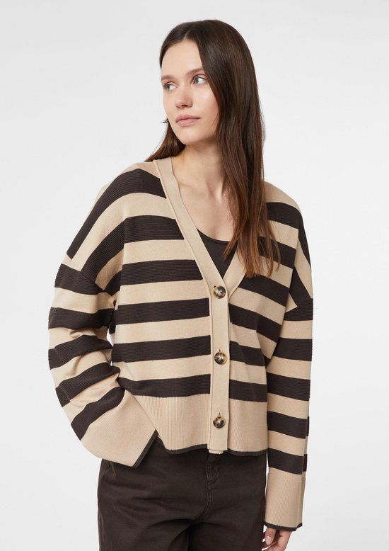 comma gestreepte gebreid vest beige