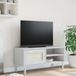 Maison Exclusive meuble TV SENJA, aspect rotin, blanc, 106x40x49 cm, pin