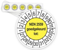 Merkloos / Sans marque Ricard Keuringsstickers NEN 2559 Goedgekeurd tot 2027 | 50 stuks, Ø 35 mm | Geel
