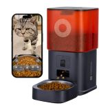 Molly & Cody Distributeur automatique de nourriture pour chat avec caméra – 6 L, audio bidirectionnel, vision nocturne, double alimentation, contrôle par application WiFi 2,4 GHz, distributeur programmé avec bol en acier inoxydable (Noir)