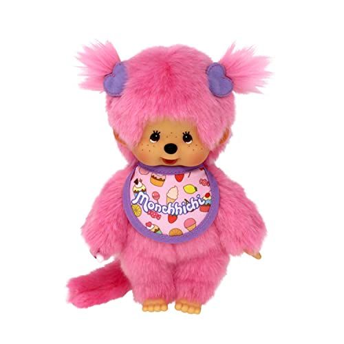 Bandai - Monchhichi - pluche dier Monchhichi Frozen Fruits - iconische pluche uit de jaren 80 - knuffeldier roze 20 cm voor kinderen en volwassenen - SE23388