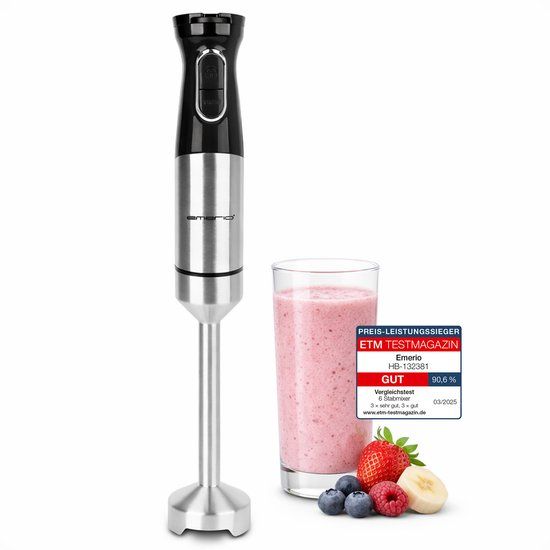 Emerio Staafmixer HB-132381 - 1000W - Regelbare Snelheid - Zwart / RVS