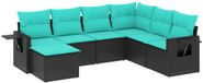 vidaXL set de jardin 7 pièces avec coussins en polyrotin noir