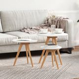 vidaXL Salontafel, 3 stuks, bruin, 50 x 50 x 46 cm, massief walnoothout