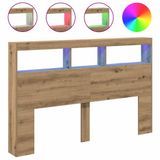vidaXL Hoofdbordkast met LED Artisan 160x17x102 cm eikenkleurig