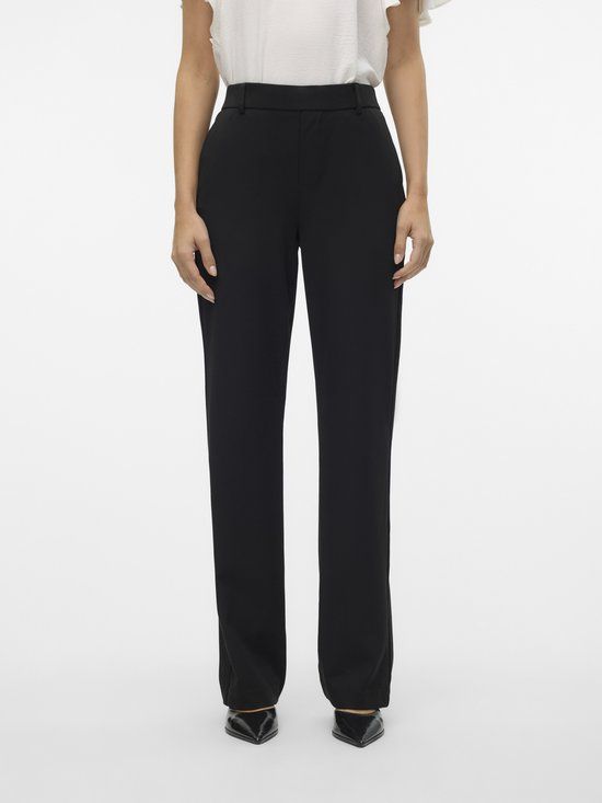 Vero Moda VMZAMIRA MW STRAIGHT PANT GA NOOS - Zwarte Dames Pantalon - W32/L30