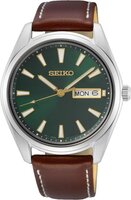 Seiko SUR449P1 Heren Horloge - Zilverkleurig - Groen - Bruin Leer - 40mm