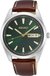 Seiko SUR449P1 Heren Horloge - Zilverkleurig - Groen - Bruin Leer - 40mm